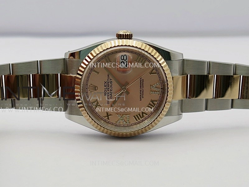 DateJust 126233 36mm 904L SS RG AR+F 1:1 Best Edition RG Dial Roman Diamond Marker On Oyster Bracelet DD3235