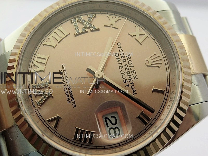 DateJust 126233 36mm 904L SS RG AR+F 1:1 Best Edition RG Dial Roman Diamond Marker On Oyster Bracelet DD3235