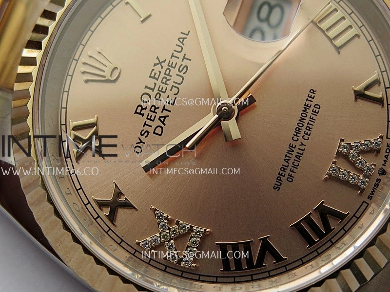 DateJust 126233 36mm 904L SS RG AR+F 1:1 Best Edition RG Dial Roman Diamond Marker On Oyster Bracelet DD3235