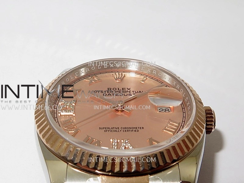 DateJust 126233 36mm 904L SS RG AR+F 1:1 Best Edition RG Dial Roman Diamond Marker On Oyster Bracelet DD3235