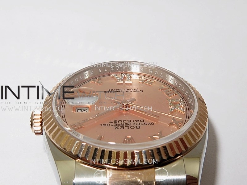 DateJust 126233 36mm 904L SS RG AR+F 1:1 Best Edition RG Dial Roman Diamond Marker On Oyster Bracelet DD3235