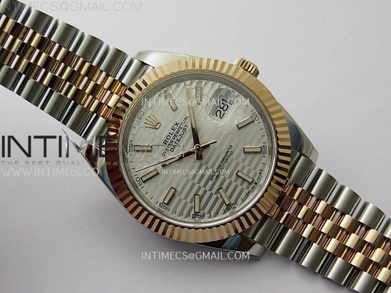 DateJust 41mm 126331 904 SS RG AR+F 1:1 Fluted Silver Dial Stick Markers On SS RG Jubilee Bracelet DD3235 V2