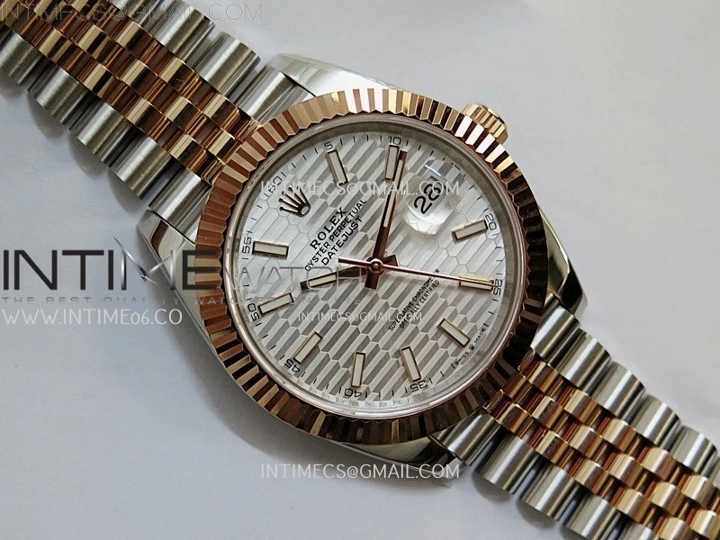 DateJust 41mm 126331 904 SS RG AR+F 1:1 Fluted Silver Dial Stick Markers On SS RG Jubilee Bracelet DD3235 V2