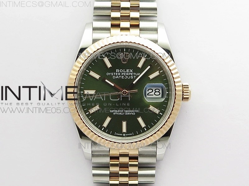 Datejust 36mm 116231 SS RG BP 1:1 Best Edition Green Dial Stick Markers On SS RG Jubilee Bracelet A2824