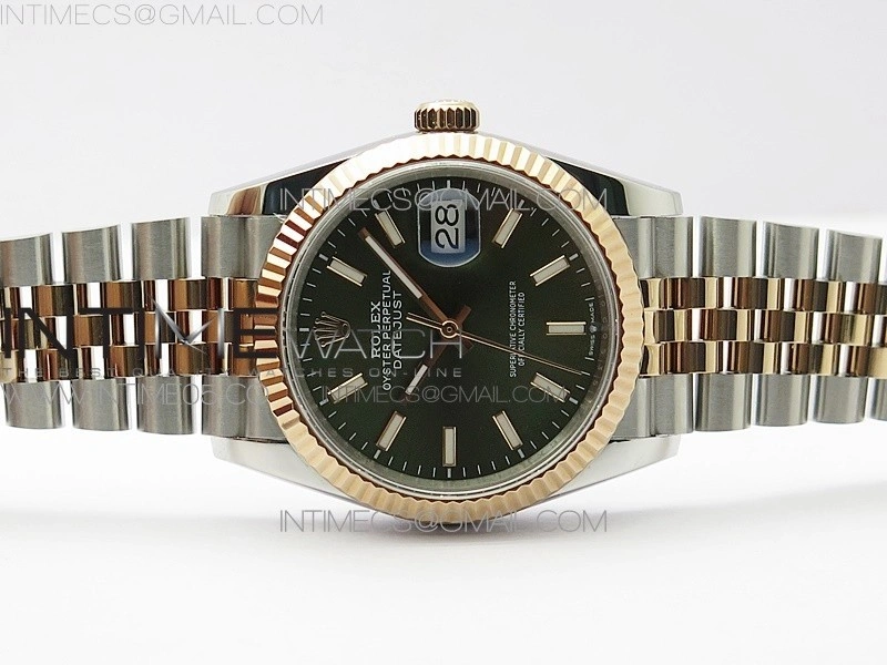 Datejust 36mm 116231 SS RG BP 1:1 Best Edition Green Dial Stick Markers On SS RG Jubilee Bracelet A2824