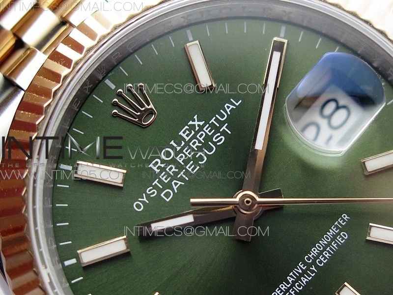 Datejust 36mm 116231 SS RG BP 1:1 Best Edition Green Dial Stick Markers On SS RG Jubilee Bracelet A2824