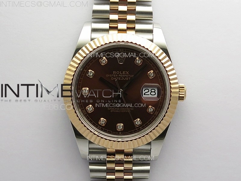 DateJust 41 126331 904L SS RG GMF 1:1 Best Edition Rrown Dial Crystals Markers On Jubilee Bracelet VR3235