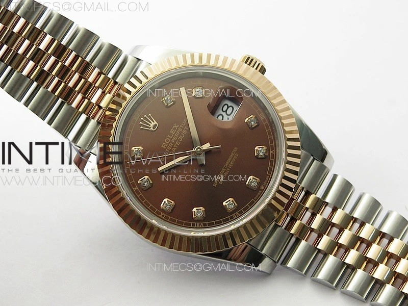 DateJust 41 126331 904L SS RG GMF 1:1 Best Edition Rrown Dial Crystals Markers On Jubilee Bracelet VR3235