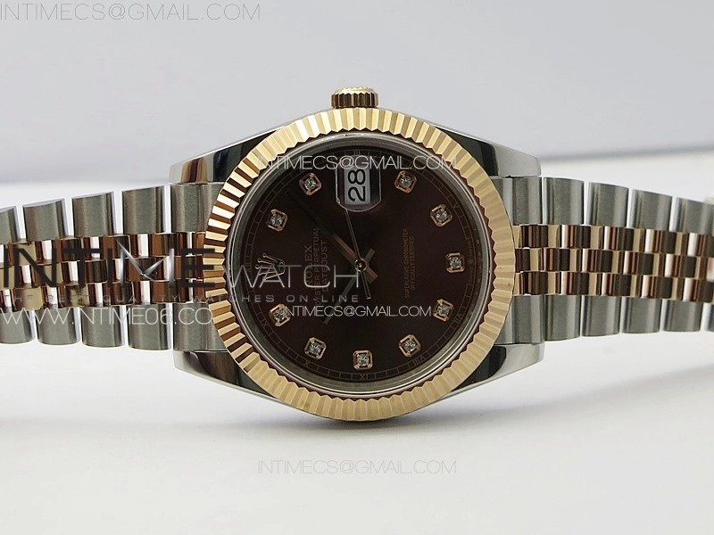 DateJust 41 126331 904L SS RG GMF 1:1 Best Edition Rrown Dial Crystals Markers On Jubilee Bracelet VR3235