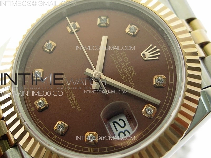 DateJust 41 126331 904L SS RG GMF 1:1 Best Edition Rrown Dial Crystals Markers On Jubilee Bracelet VR3235