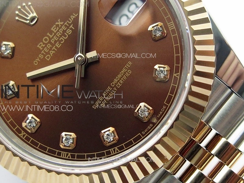 DateJust 41 126331 904L SS RG GMF 1:1 Best Edition Rrown Dial Crystals Markers On Jubilee Bracelet VR3235