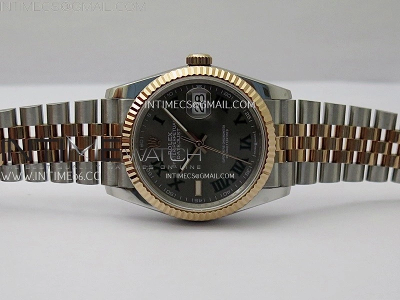 DateJust 126231 904L SS RG JDF 1:1 Best Edition Gray Dial Green Roman Markers on Jubilee SS RG Bracelet