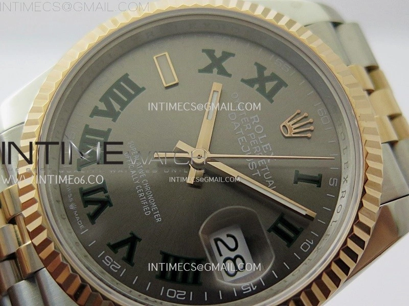 DateJust 126231 904L SS RG JDF 1:1 Best Edition Gray Dial Green Roman Markers on Jubilee SS RG Bracelet