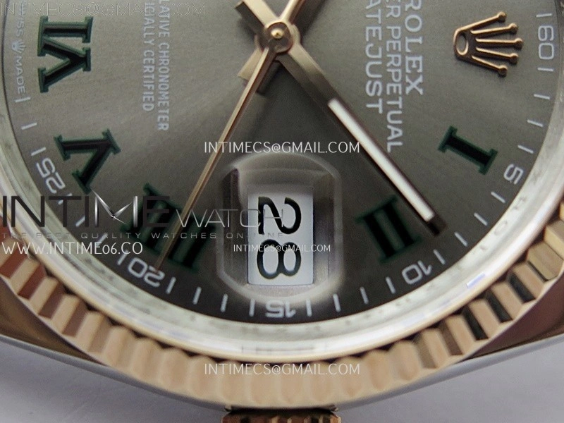 DateJust 126231 904L SS RG JDF 1:1 Best Edition Gray Dial Green Roman Markers on Jubilee SS RG Bracelet