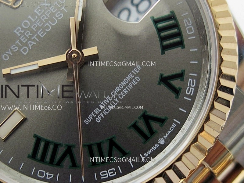 DateJust 126231 904L SS RG JDF 1:1 Best Edition Gray Dial Green Roman Markers on Jubilee SS RG Bracelet