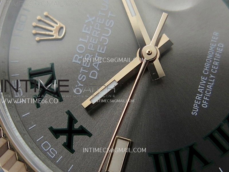 DateJust 126231 904L SS RG JDF 1:1 Best Edition Gray Dial Green Roman Markers on Jubilee SS RG Bracelet
