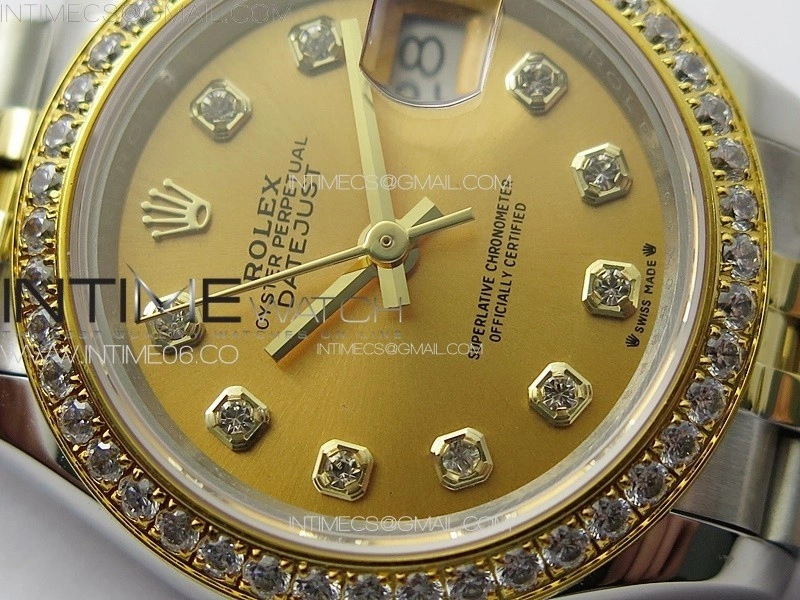 Datejust 28mm 279179 SS YG APSF Best Edition Gold Dial Crystals Markers on SS YG Jubilee Bracelet NH05