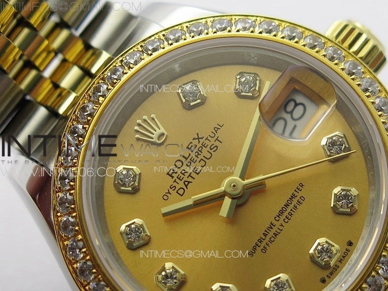 Datejust 28mm 279179 SS YG APSF Best Edition Gold Dial Crystals Markers on SS YG Jubilee Bracelet NH05