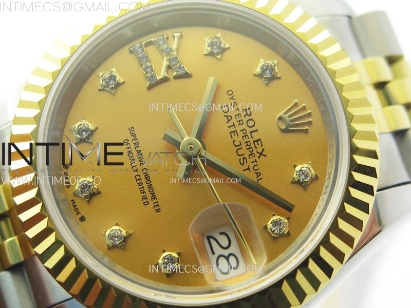 Datejust 28mm 279173 SS YG APSF Best Edition Gold Dial Star Crystals Markers on Jubilee Bracelet NH05