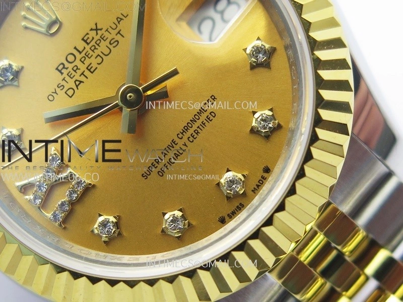 Datejust 28mm 279173 SS YG APSF Best Edition Gold Dial Star Crystals Markers on Jubilee Bracelet NH05