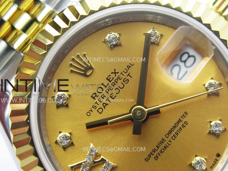 Datejust 28mm 279173 SS YG APSF Best Edition Gold Dial Star Crystals Markers on Jubilee Bracelet NH05