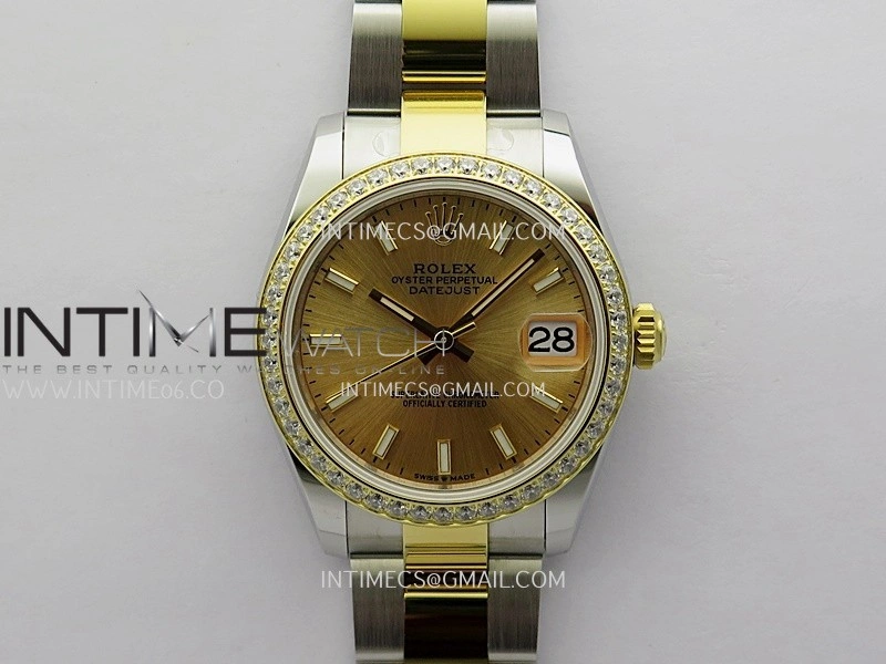 DateJust 31mm 904L SS YG AR+F Best Edition Gold Dial Stick Marker On 904L SS YG Oyster Bracelet A2236