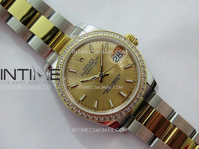 DateJust 31mm 904L SS YG AR+F Best Edition Gold Dial Stick Marker On 904L SS YG Oyster Bracelet A2236
