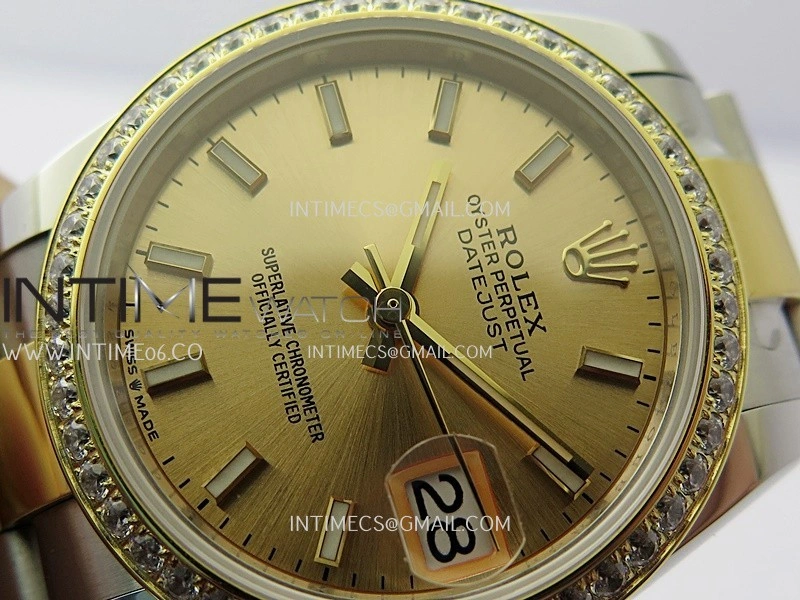 DateJust 31mm 904L SS YG AR+F Best Edition Gold Dial Stick Marker On 904L SS YG Oyster Bracelet A2236