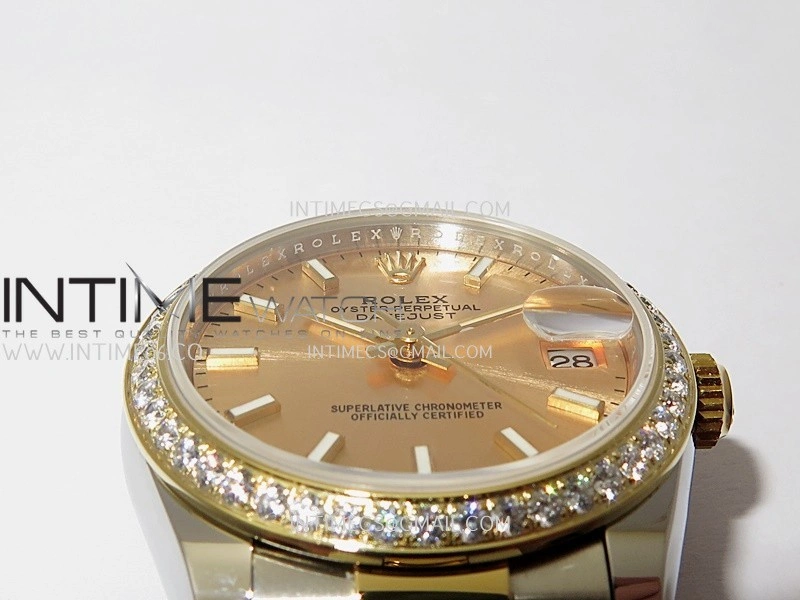 DateJust 31mm 904L SS YG AR+F Best Edition Gold Dial Stick Marker On 904L SS YG Oyster Bracelet A2236