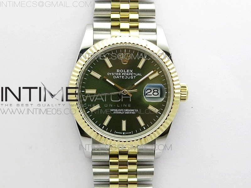 Datejust 36mm 116231 SS YG BP 1:1 Best Edition Green Dial Stick Markers On SS YG Jubilee Bracelet A2824