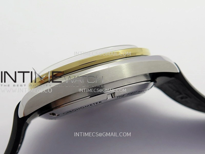 Speedmaster Professional SS YG N1F Best Edition Silver Dial Gold Subdial On Black Rubber Strap Asian 3861