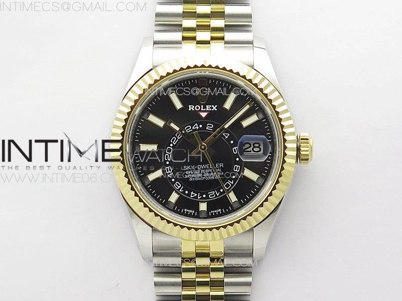 Sky-Dweller 326934 904L SS YG Noob 1:1 Best Edition Black Dial on SS YG Jubilee Bracelet Asian 23J to 9001