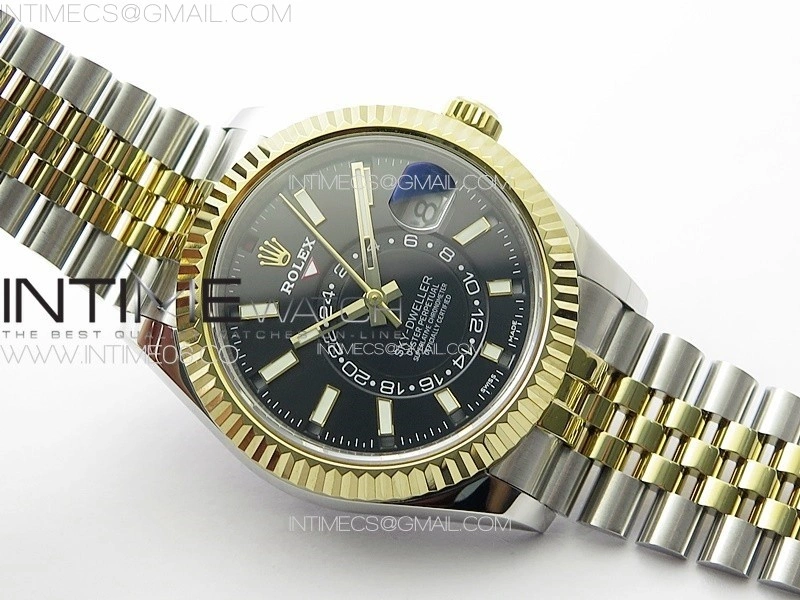 Sky-Dweller 326934 904L SS YG Noob 1:1 Best Edition Black Dial on SS YG Jubilee Bracelet Asian 23J to 9001