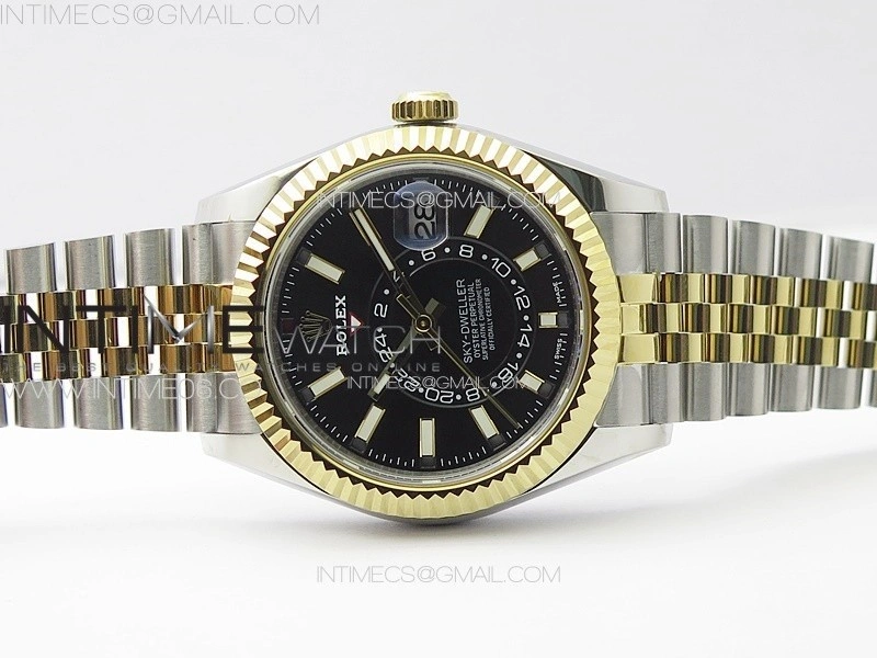 Sky-Dweller 326934 904L SS YG Noob 1:1 Best Edition Black Dial on SS YG Jubilee Bracelet Asian 23J to 9001