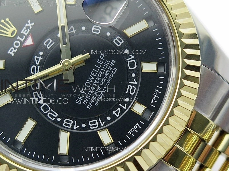 Sky-Dweller 326934 904L SS YG Noob 1:1 Best Edition Black Dial on SS YG Jubilee Bracelet Asian 23J to 9001
