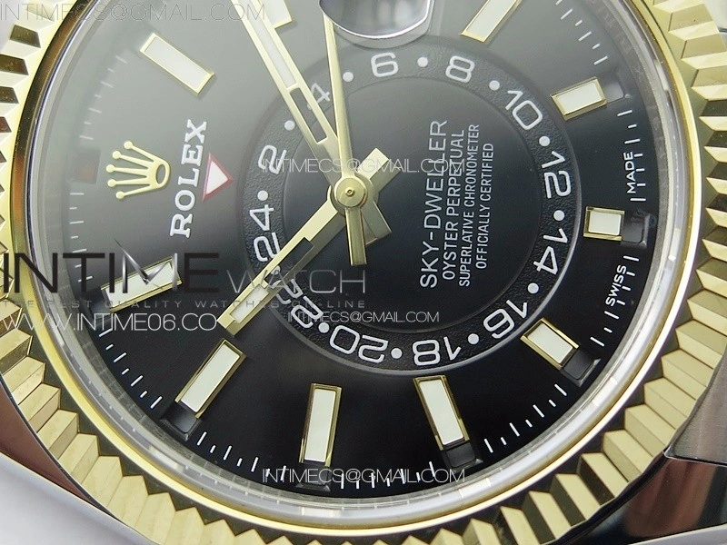 Sky-Dweller 326934 904L SS YG Noob 1:1 Best Edition Black Dial on SS YG Jubilee Bracelet Asian 23J to 9001