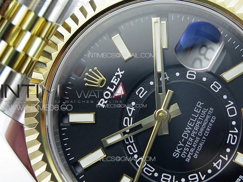 Sky-Dweller 326934 904L SS YG Noob 1:1 Best Edition Black Dial on SS YG Jubilee Bracelet Asian 23J to 9001