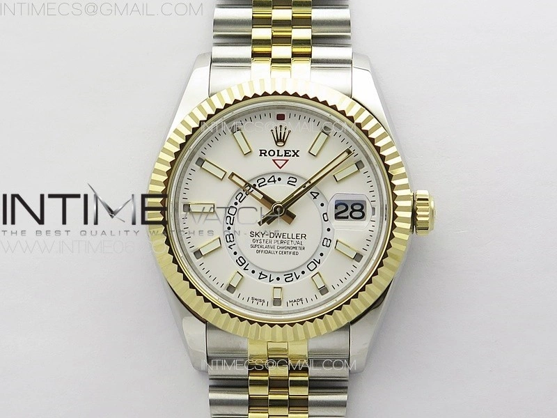 Sky-Dweller 326934 904L SS YG Noob 1:1 Best Edition White Dial on SS YG Jubilee Bracelet Asian 23J to 9001