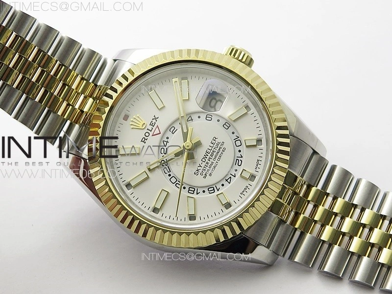 Sky-Dweller 326934 904L SS YG Noob 1:1 Best Edition White Dial on SS YG Jubilee Bracelet Asian 23J to 9001