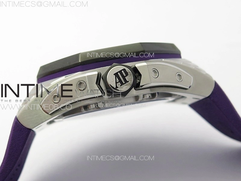 Royal Oak Concept 26620 Satin-polished Steel 1:1 Best Edition Skeleton Dial on Purple Rubber Strap A2965