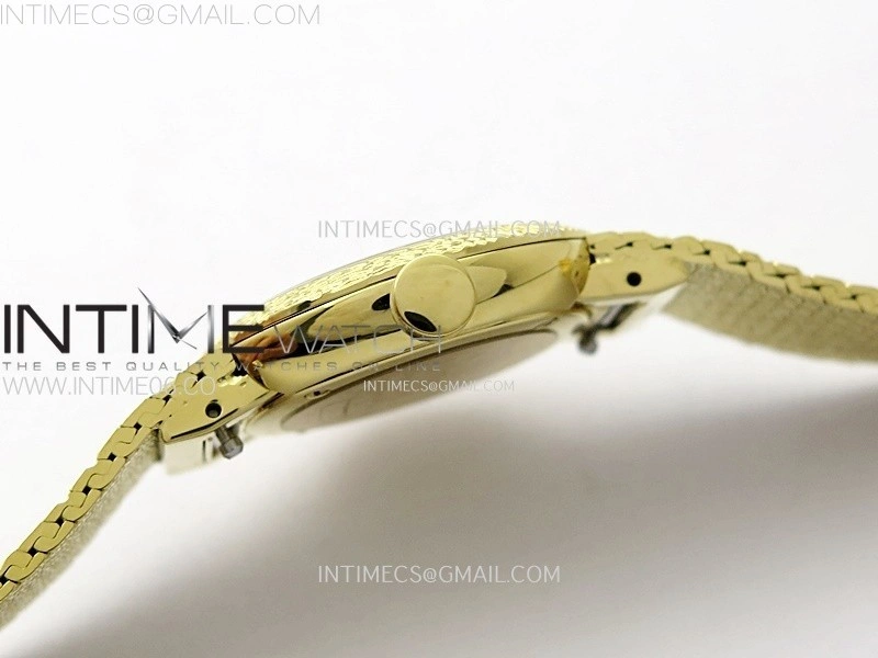 La D de dior Satine 25mm YG Case 8848F 1:1 Best Edition Gold Dial on YG bracelet Swiss Quartz