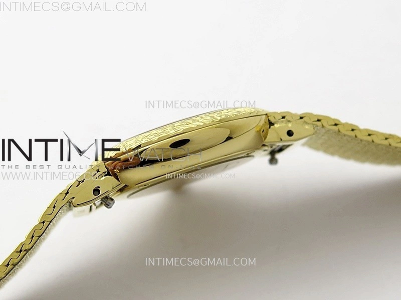 La D de dior Satine 25mm YG Case 8848F 1:1 Best Edition Gold Dial on YG bracelet Swiss Quartz
