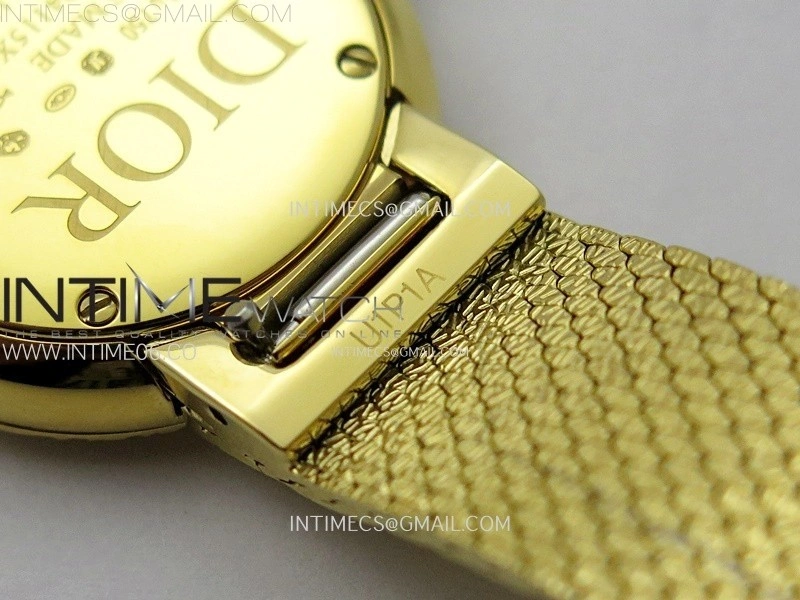 La D de dior Satine 25mm YG Case 8848F 1:1 Best Edition Gold Dial on YG bracelet Swiss Quartz