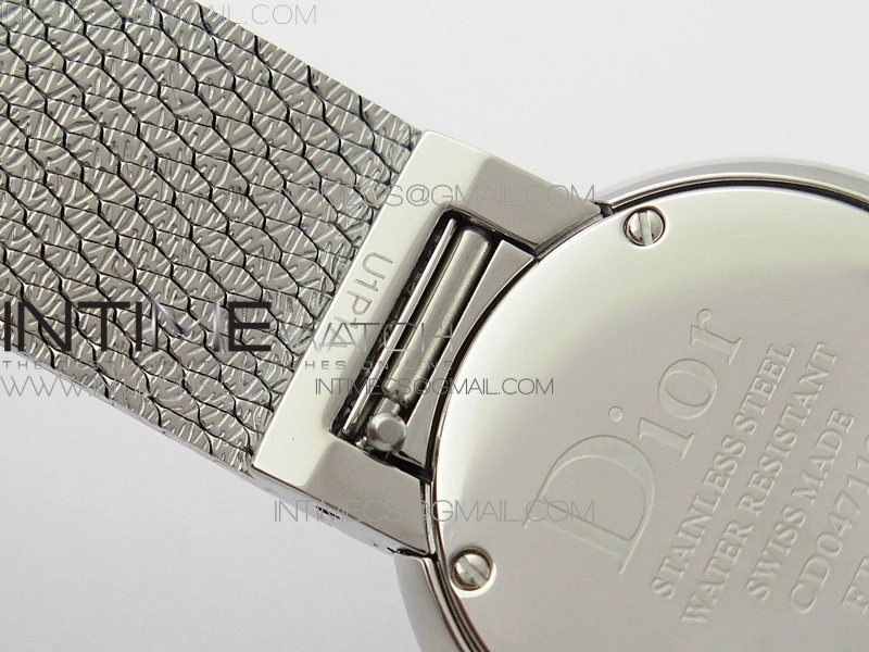 La D de dior Satine SS Case 8848F 1:1 Best Edition MOP White Dial on SS bracelet Swiss Quartz