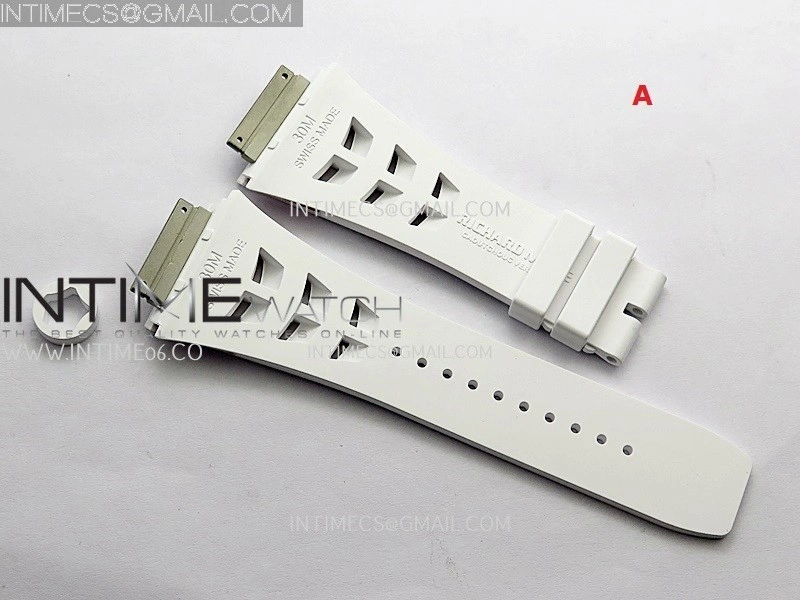 3AF 1:1 Richard Mille Shark Dual Color Rubber Straps Include Crown O Ring For RM055 And RM035 Watches