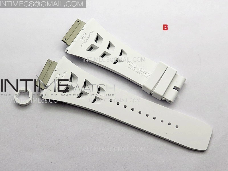 3AF 1:1 Richard Mille Shark Dual Color Rubber Straps Include Crown O Ring For RM055 And RM035 Watches
