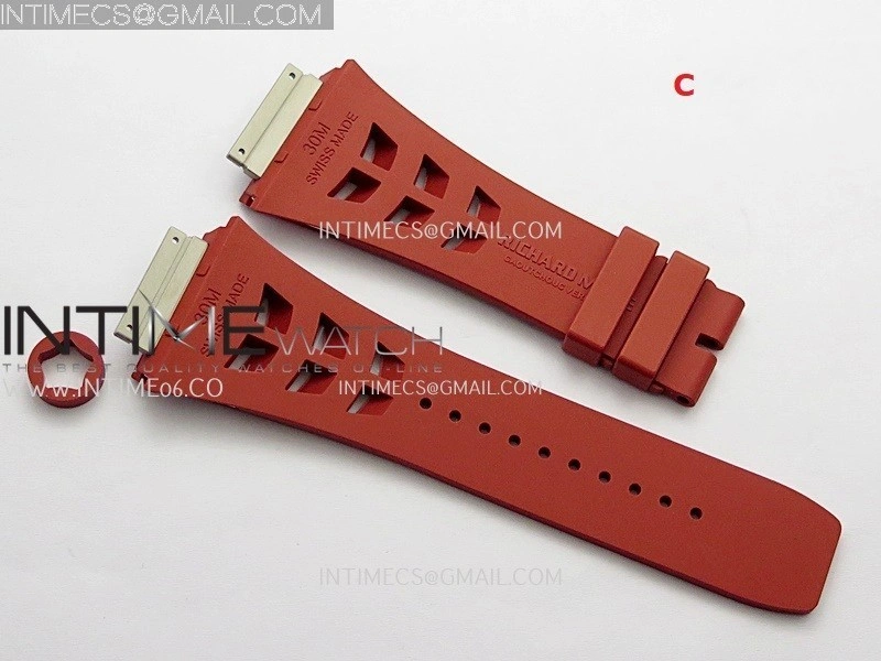 3AF 1:1 Richard Mille Shark Dual Color Rubber Straps Include Crown O Ring For RM055 And RM035 Watches