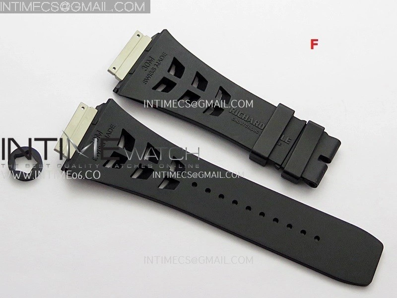 3AF 1:1 Richard Mille Shark Dual Color Rubber Straps Include Crown O Ring For RM055 And RM035 Watches
