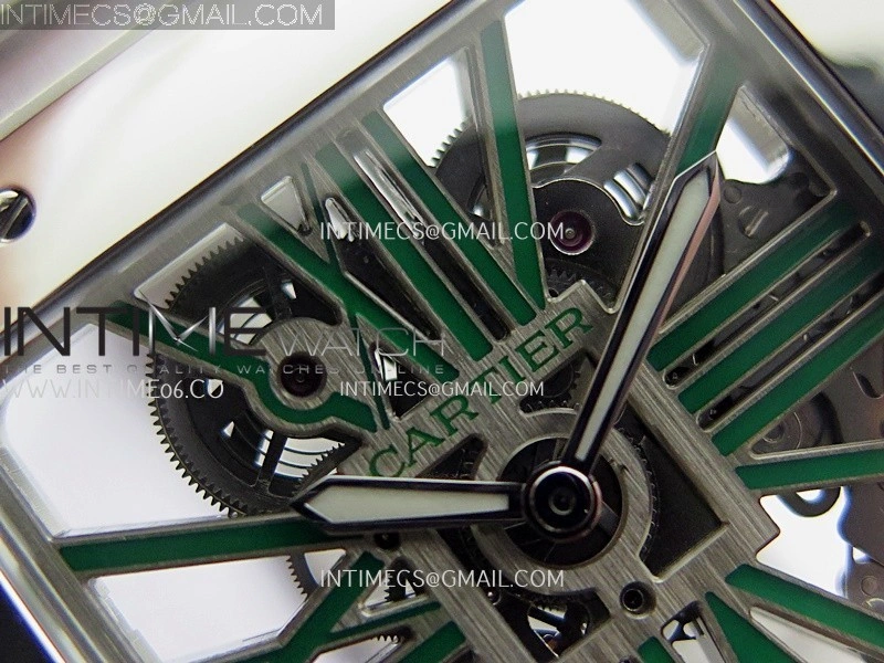 Santos Skeleton SS Rich Factory 1:1 Best Edition Skeleton Green Dial 9611MC Super Clone