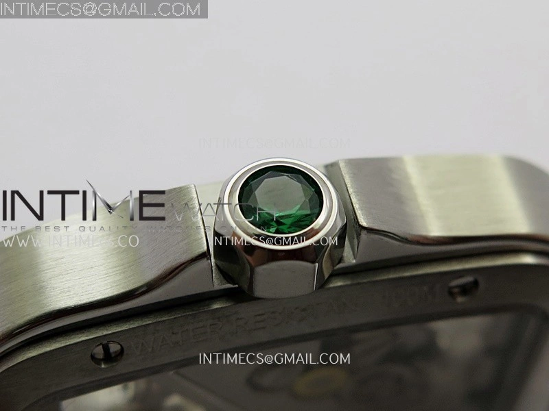 Santos Skeleton SS Rich Factory 1:1 Best Edition Skeleton Green Dial 9611MC Super Clone